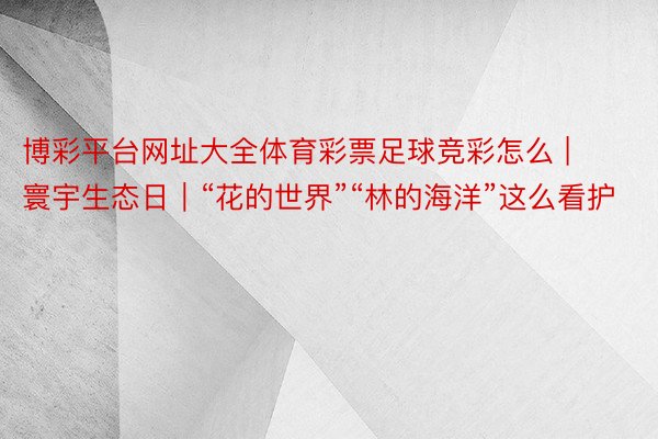 博彩平台网址大全体育彩票足球竞彩怎么 | 寰宇生态日｜“花的世界”“林的海洋”这么看护